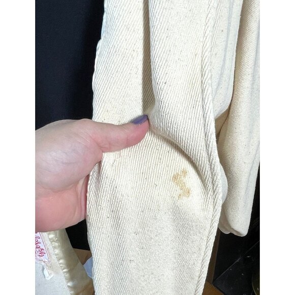 Vintage 80s coat, ecru off-white, batwing sleeves, thick cotton blend, Medium - Picture 10 of 10